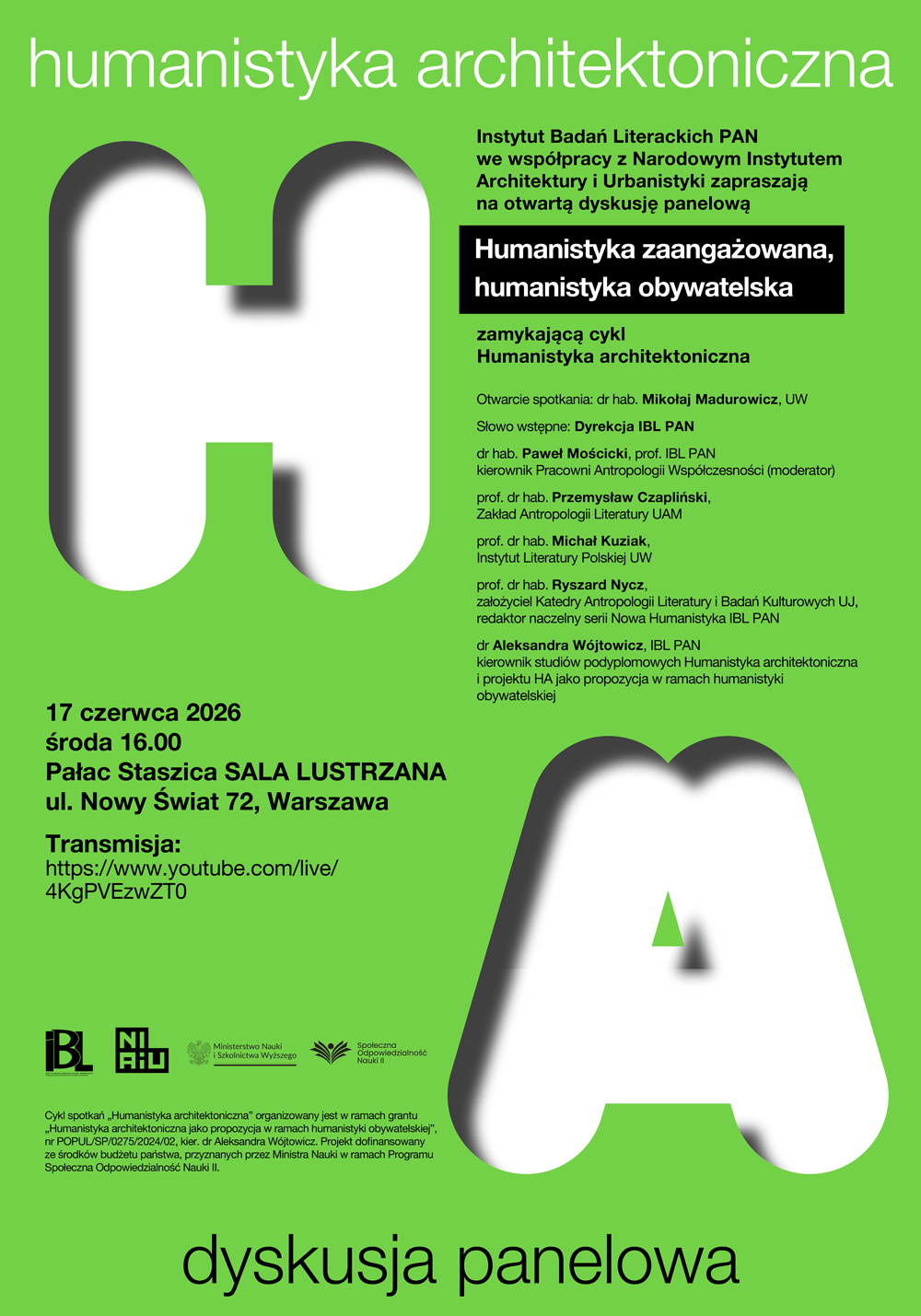 Otwarty panel dyskusyjny: Humanistyka zaangażowana, humanistyka obywatelska