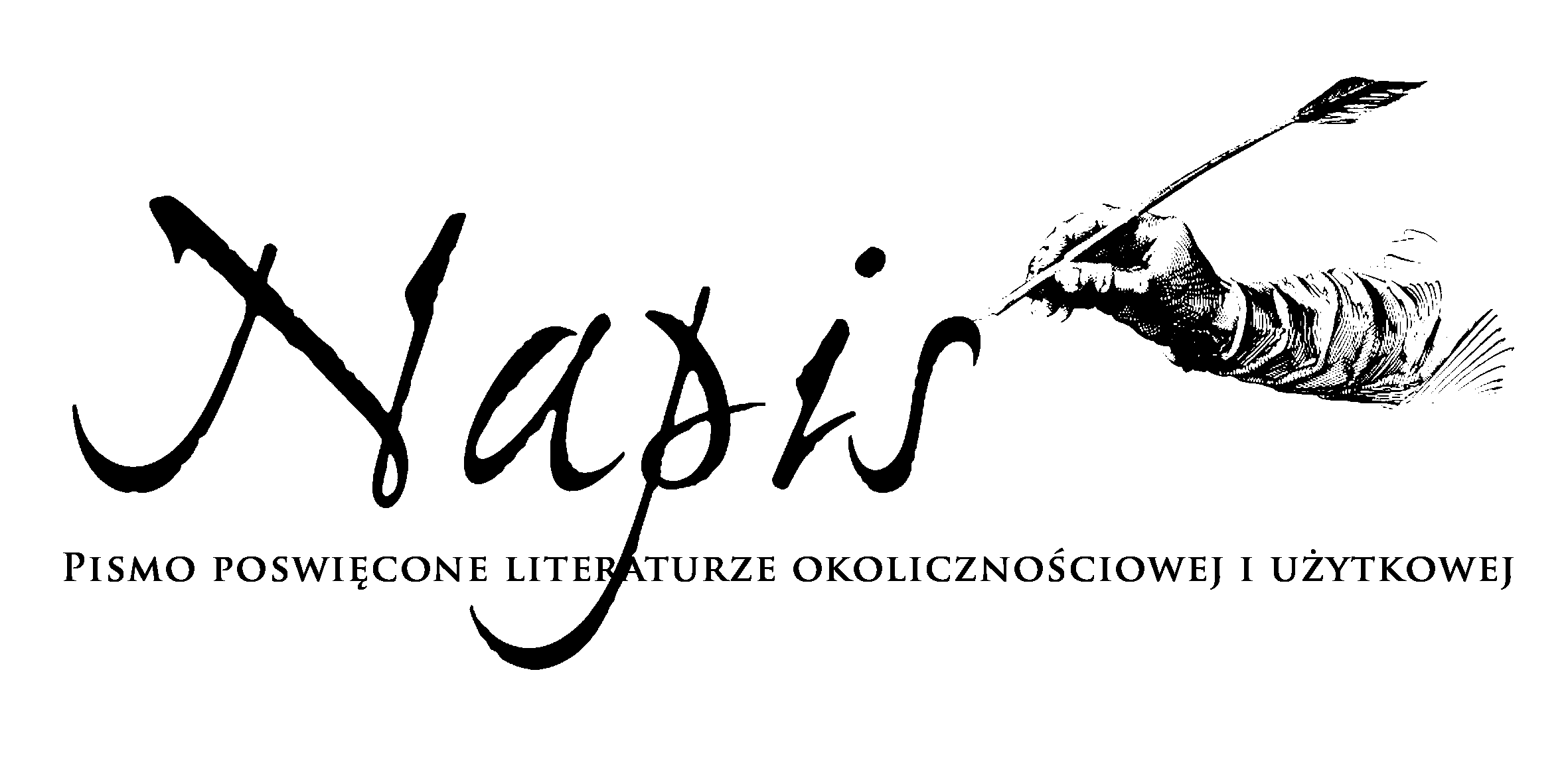 Czarny napis na białym tle. Logo czasopisma „Napis. Pismo poświęcone literaturze okolicznościowej i użytkowej”