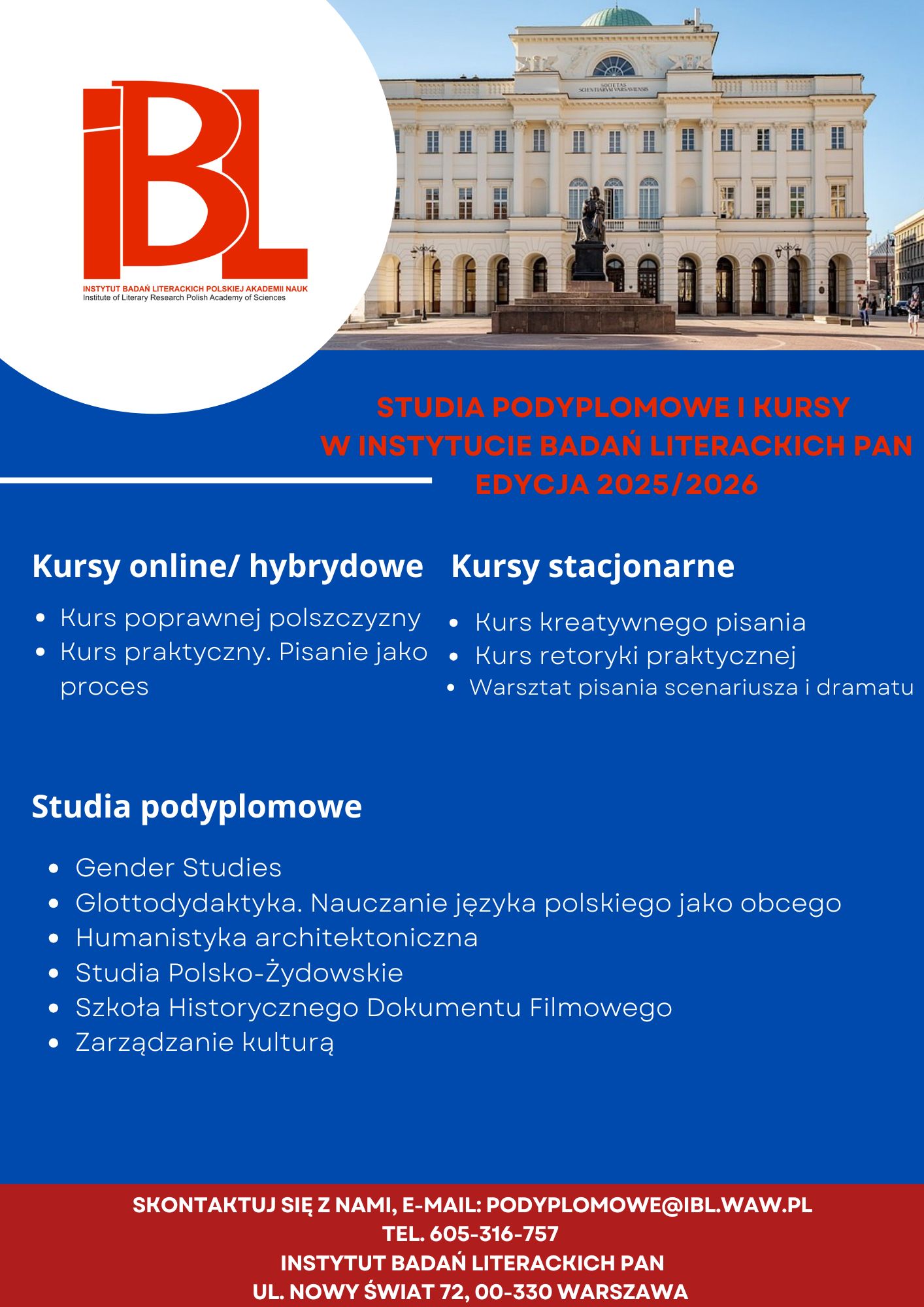 Przypominamy o trwającym naborze na Studia Podyplomowe i Kursy - edycja 2025/2026! 